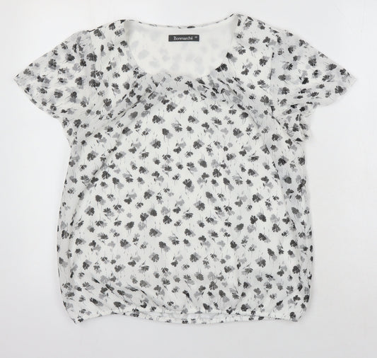 Womens UK Size 12 Bonmarche White Ringer Blouse