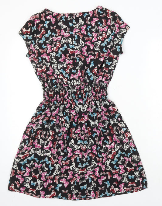 New Look Womens Multicoloured Geometric Polyester A-Line Size 8 Scoop Neck