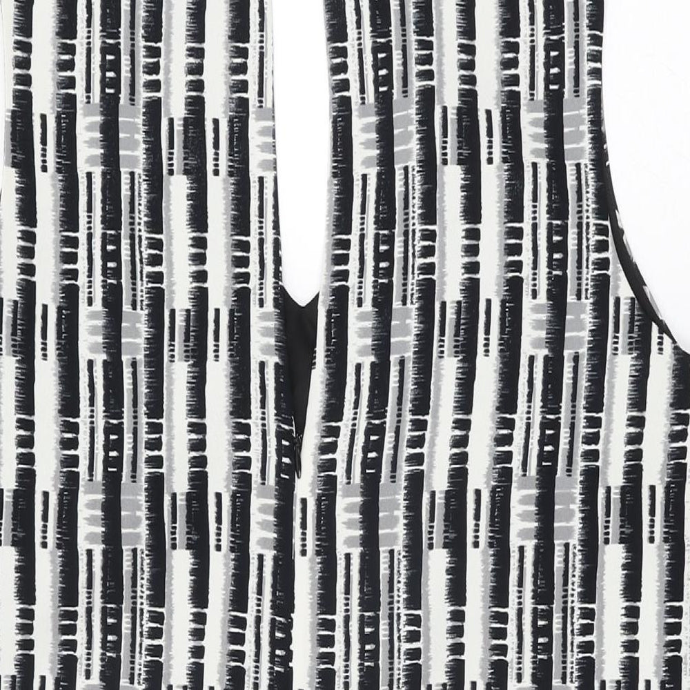 NEXT Womens White Geometric Polyester Shift Size 18 V-Neck Zip