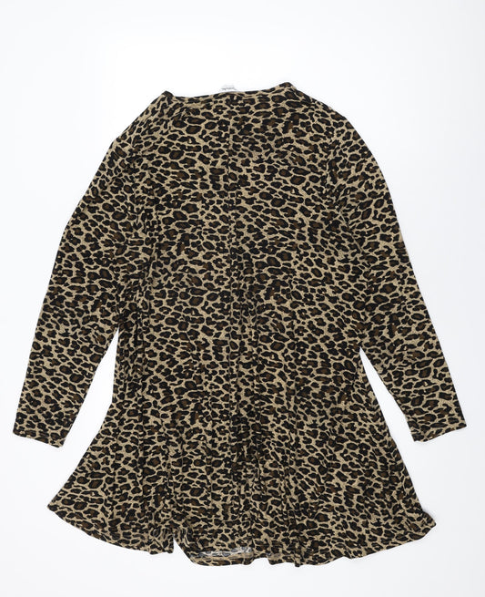 Simply Be Womens Beige Animal Print Polyester Shift Size 22 Round Neck Pullover