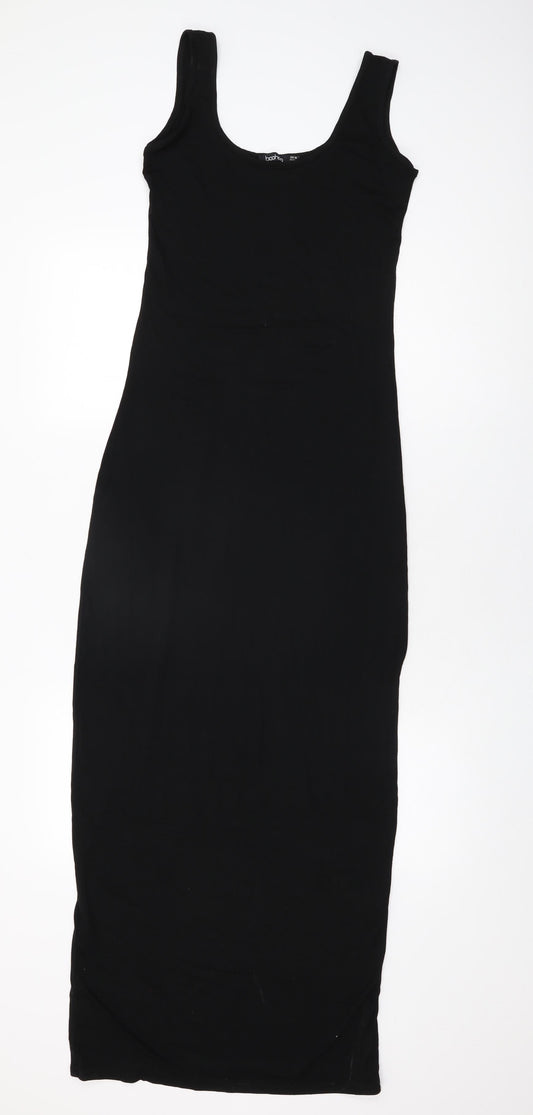 Boohoo Womens Black Viscose Bodycon Size 10 Scoop Neck Pullover