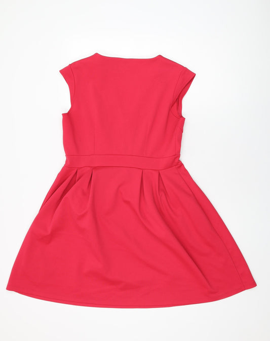 Dorothy Perkins Womens Pink Polyester A-Line Size 14 V-Neck Pullover