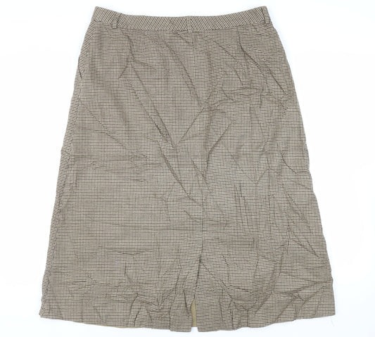 L.L. Bean Womens Beige Geometric Cotton A-Line Skirt Size 16 Button