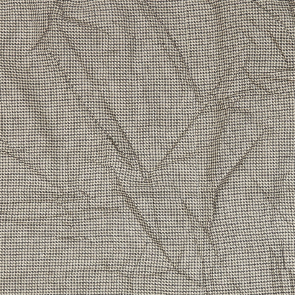 Brand and care label for L.L. Bean women’s beige geometric cotton a-line skirt, size UK 16, button