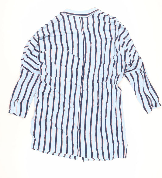 Topshop Womens Blue Striped Viscose Shirt Dress Size 10 Collared