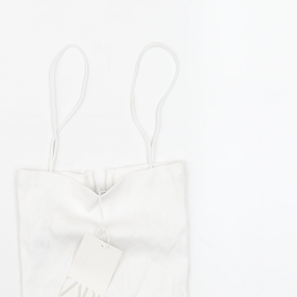 Womens UK Size S Zara White Camisole T-Shirt