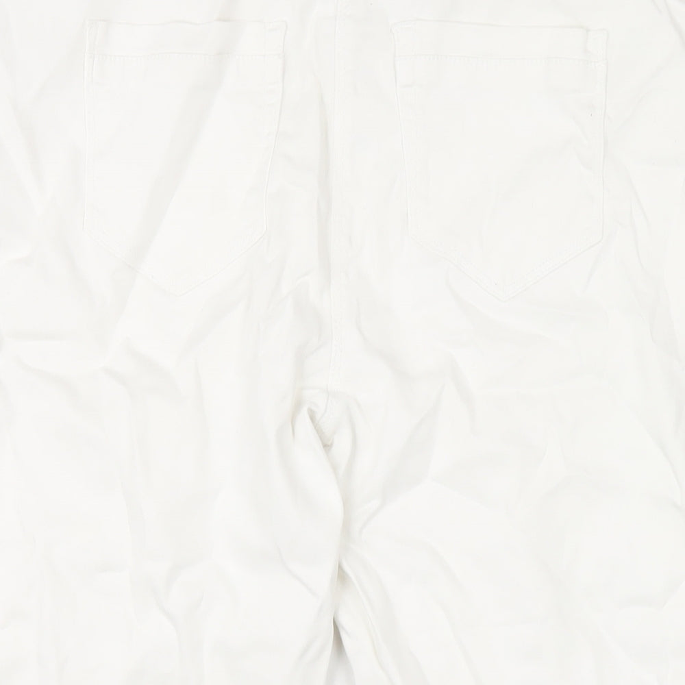 Womens UK Size 14 Papaya Regular Fit Capri White Jeans