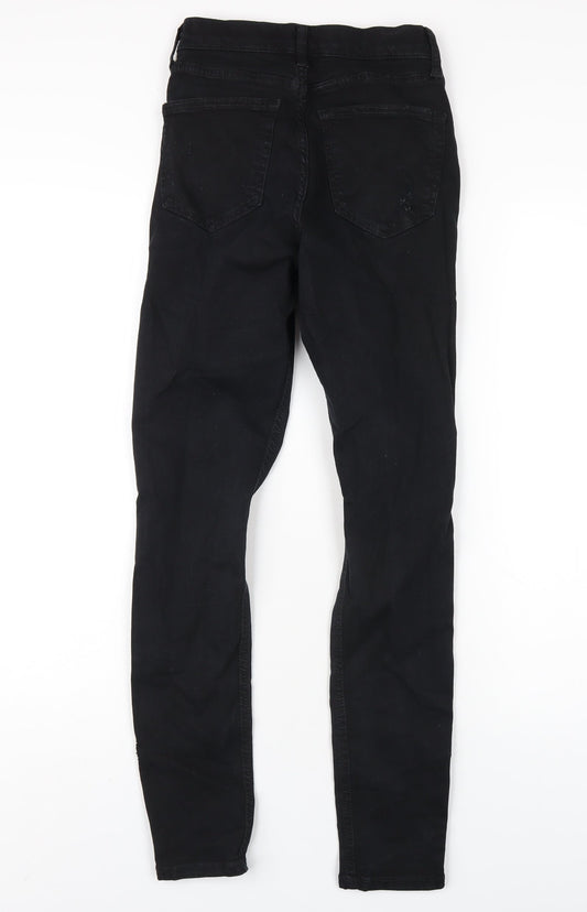 Topshop Womens Black Cotton Skinny Jeans Size 25 in L32 in Regular Zip