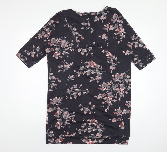 VIZ-A-VIZ Womens Grey Floral Polyester A-Line Size 12 Round Neck Zip