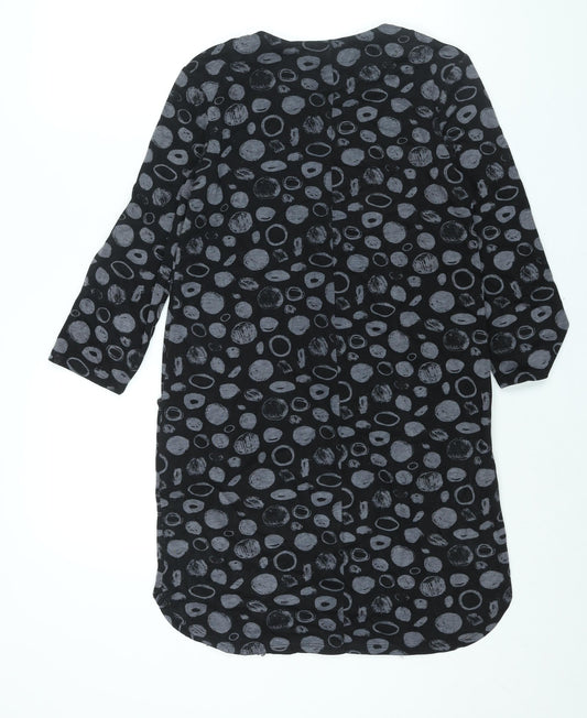 Roman Womens Black Geometric Polyester Shift Size 12 Round Neck Pullover