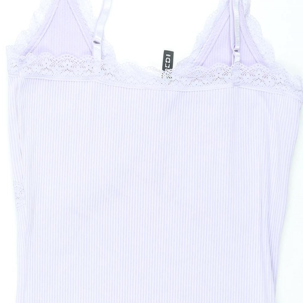 Divided by H&M Womens Purple Polyester Mini Size M V-Neck Pullover - Lace Trim Bow