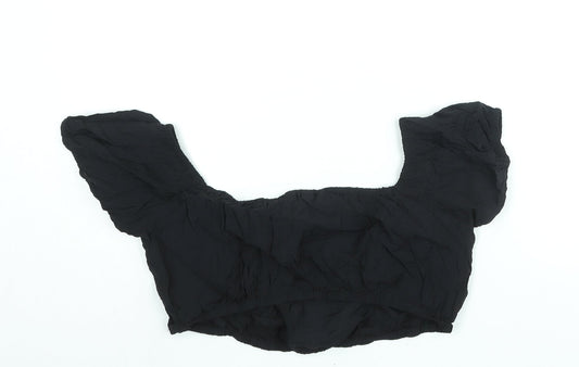 Womens UK Size L H&M Black Cropped Blouse