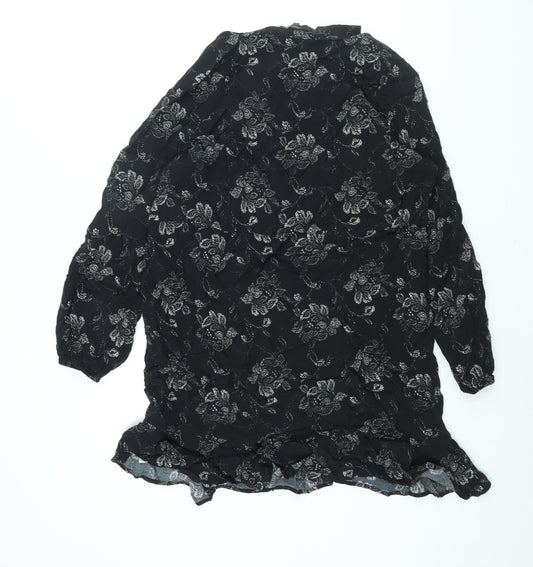 NEXT Womens Black Geometric Viscose Shift Size 16 V-Neck Pullover