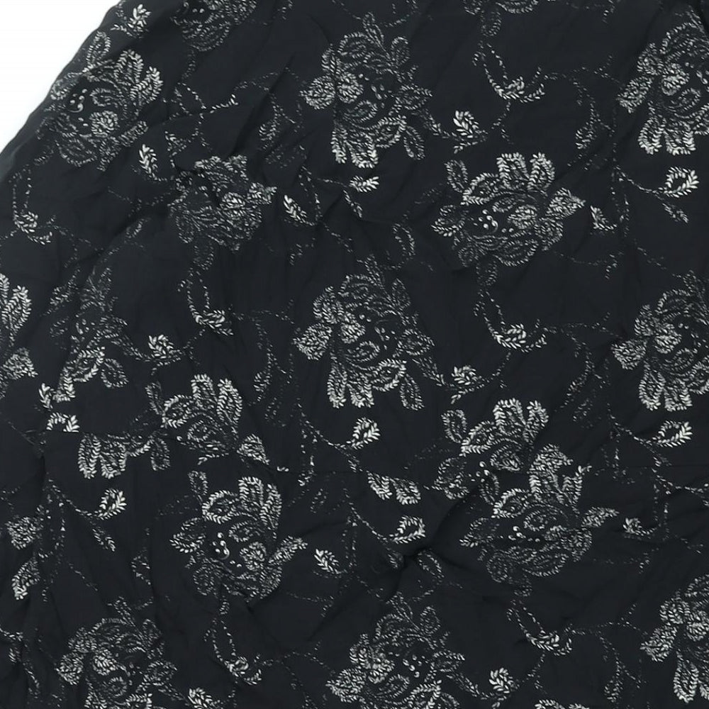 NEXT Womens Black Geometric Viscose Shift Size 16 V-Neck Pullover