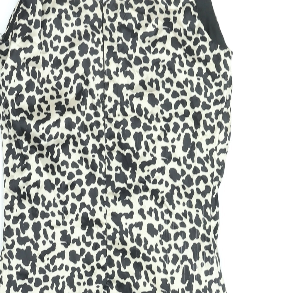 Missguided Womens Black Animal Print Polyester Mini Size 4 Scoop Neck Zip