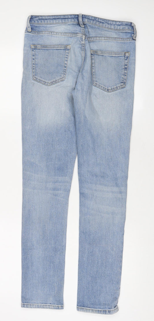 Topman Mens Blue Cotton Skinny Jeans Size 28 in L30 in Regular Zip - Short Leg