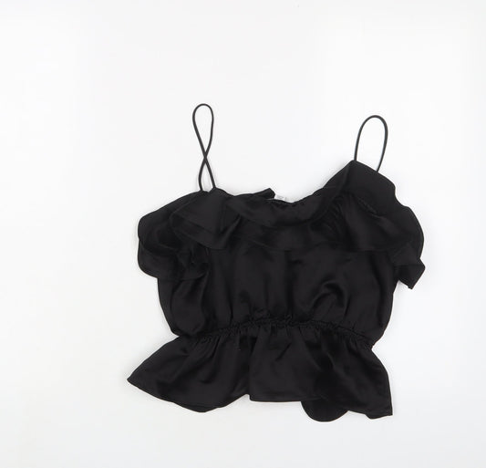 Womens UK Size 8 Topshop Black Cropped Tank