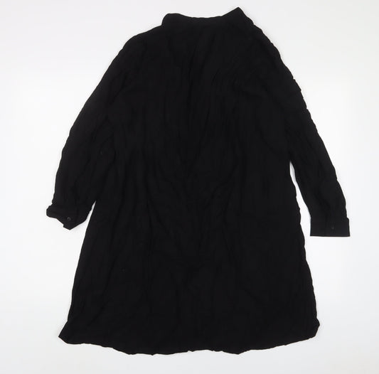 H&M Womens Black Viscose A-Line Size L V-Neck Button