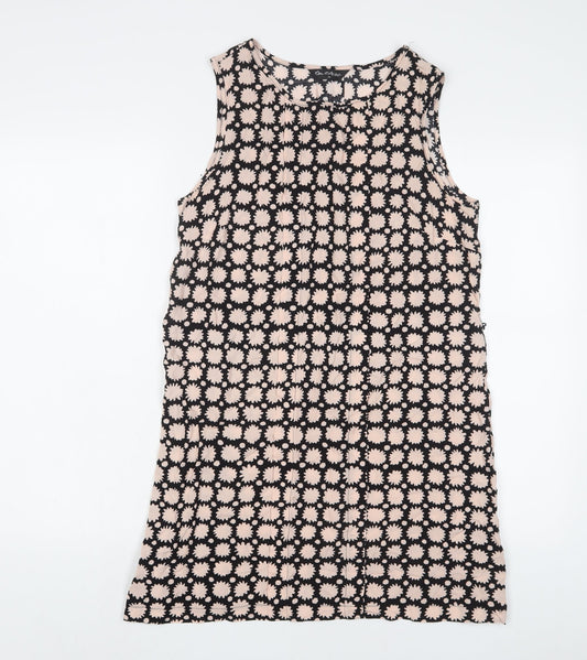 Additional front view of Miss Selfridge women’s pink geometric viscose sheath, size UK 10, boat neck pullover