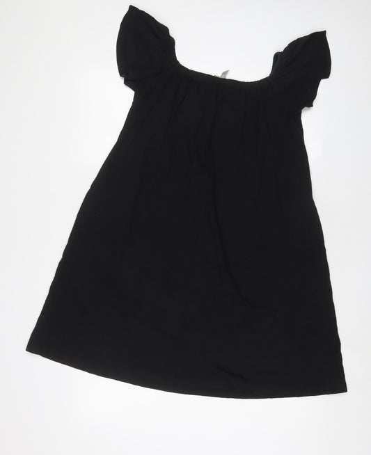 ASOS Womens Black Cotton A-Line Size 10 Scoop Neck Pullover