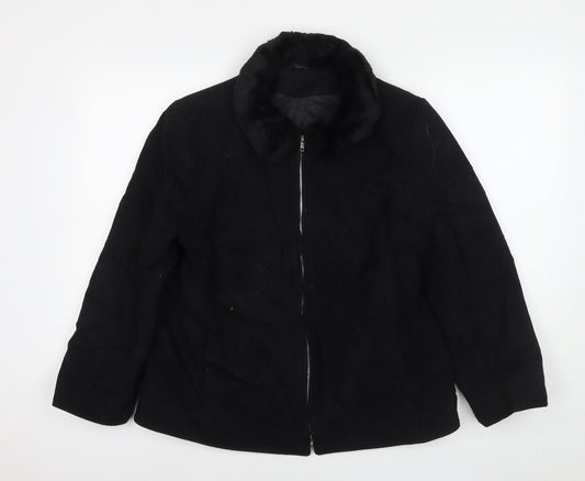 Womens UK Size 14 Dorothy Perkins Black Overcoat