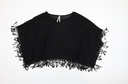 Womens UK Size M Blue Vanilla Black Basic Blouse