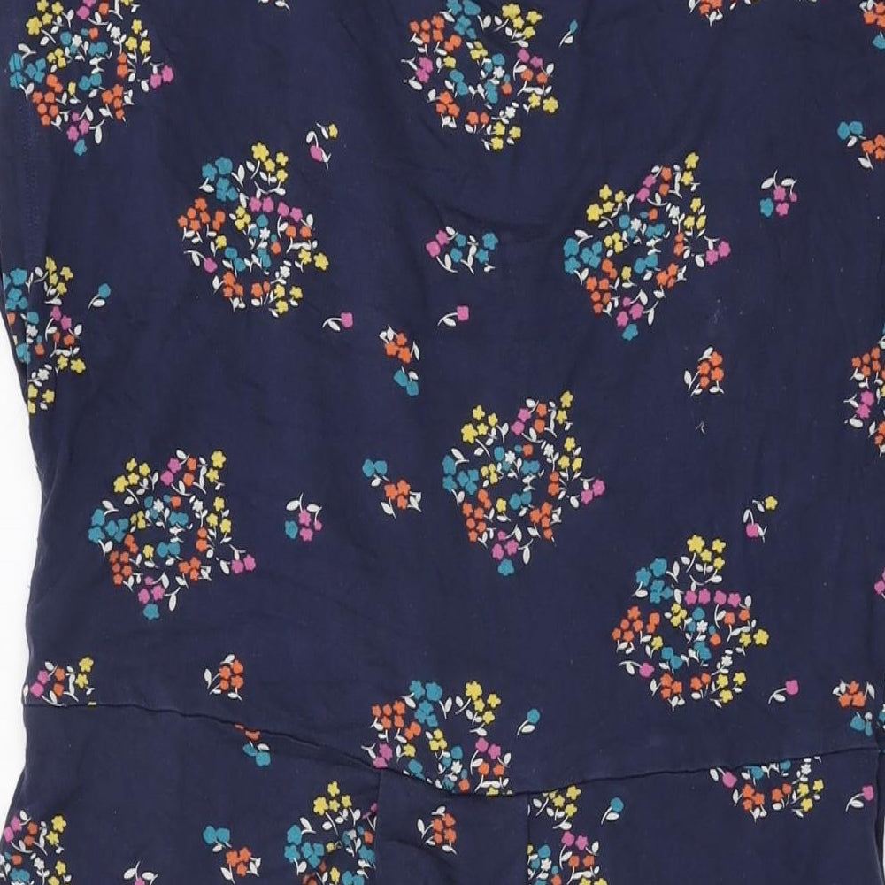 JoJo Maman Bébé Womens Blue Floral Viscose Shift Size M Round Neck Pullover