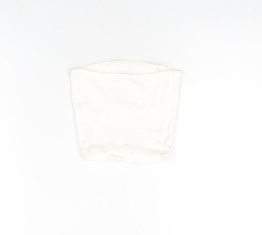 Womens UK Size S Zara White Cropped T-Shirt