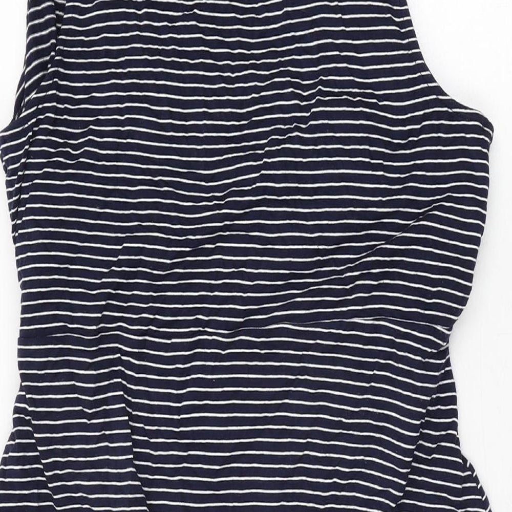 Gap Womens Blue Striped Viscose A-Line Size L V-Neck Pullover