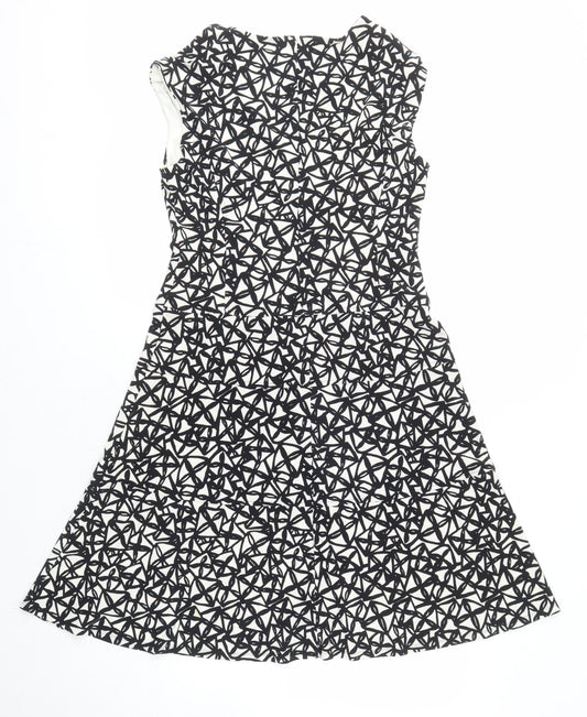 Anne Klein Womens Multicoloured Geometric Polyester A-Line Size 6 V-Neck