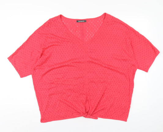 Womens UK Size L Bonmarché Red Basic T-Shirt