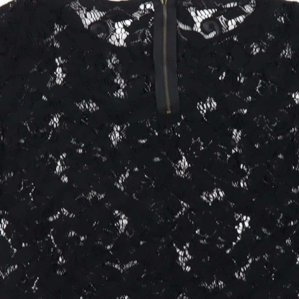 Womens UK Size M Zara Black Basic T-Shirt