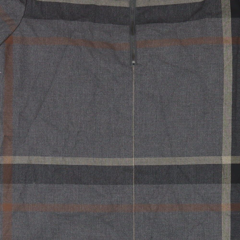 NEXT Womens Grey Plaid Polyester Pencil Dress Size 10 Round Neck Zip