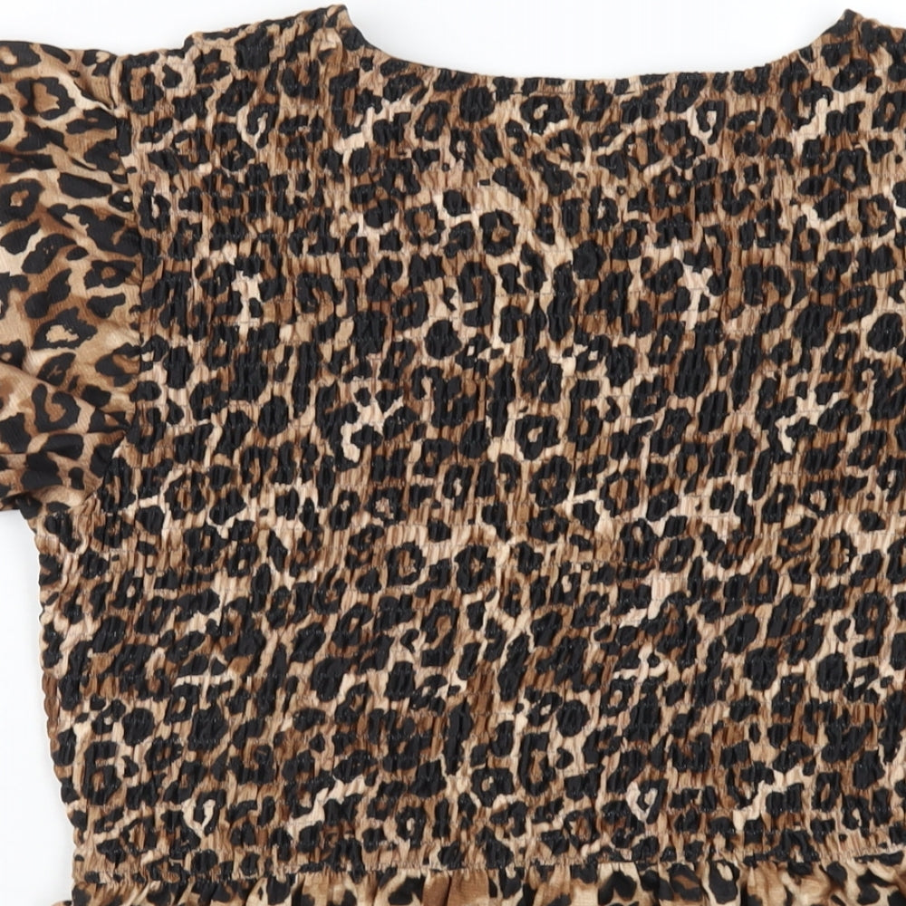 Womens UK Size L Zara Brown Basic T-Shirt