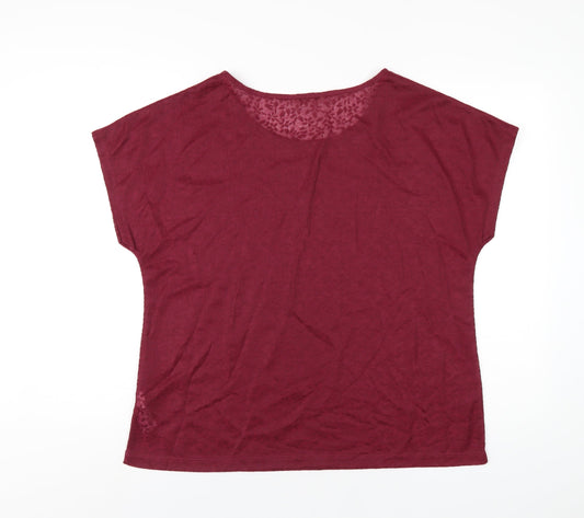 Anthology Womens Red Polyester Basic T-Shirt Size 16 Round Neck