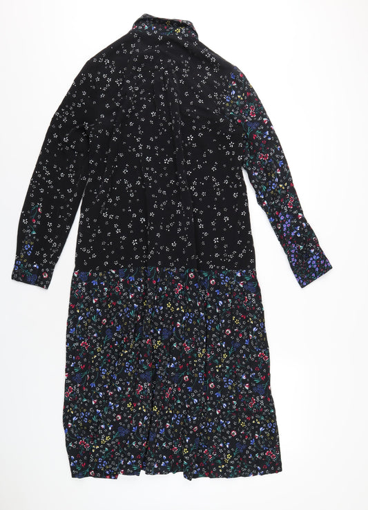 French Connection Womens Multicoloured Geometric Polyester Shirt Dress Size 10 Collared Button