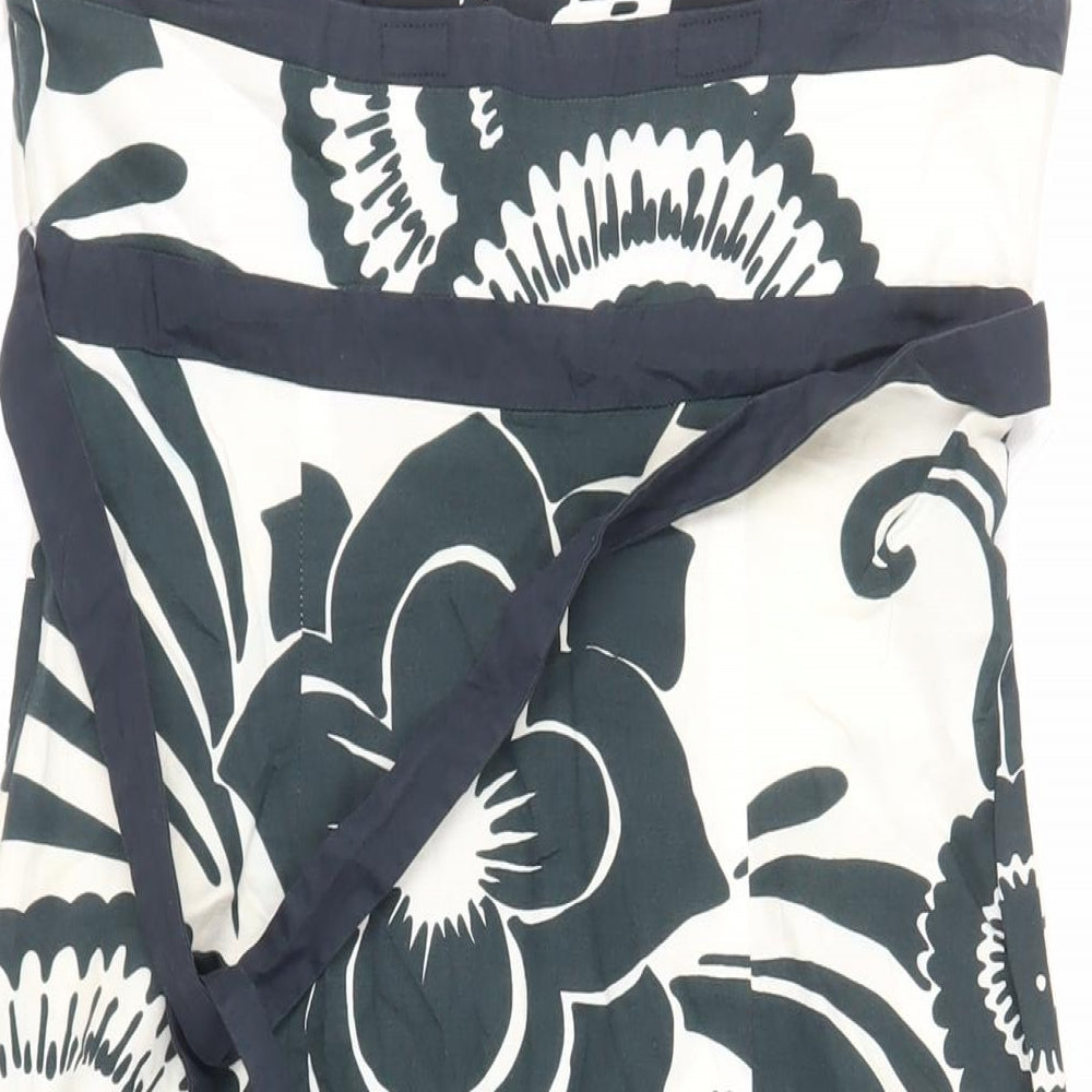 Oasis Womens Ivory Geometric Cotton Tank Dress Size 12 Square Neck Zip