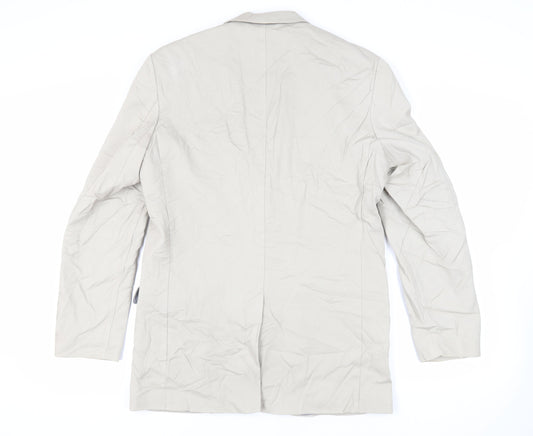 Autograph Mens Beige Striped Cotton Jacket Suit Jacket Size 40 Regular