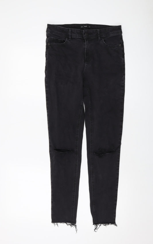 Womens UK Size 10 F&F Regular Fit Skinny Grey Jeans