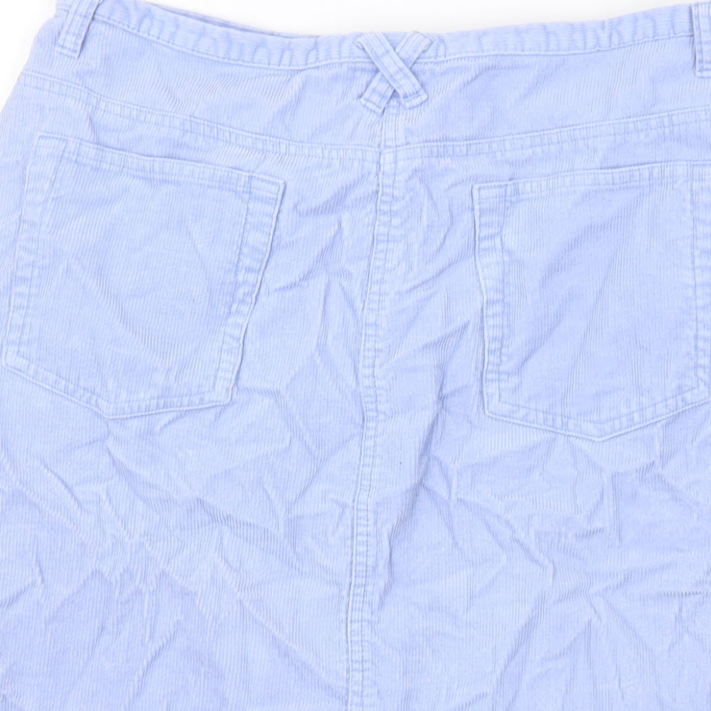 District Womens Blue Cotton A-Line Skirt Size 32 in Hook & Eye