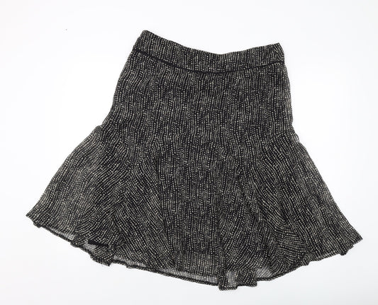 Marks and Spencer Womens Black Geometric Polyester A-Line Skirt Size 14 Zip