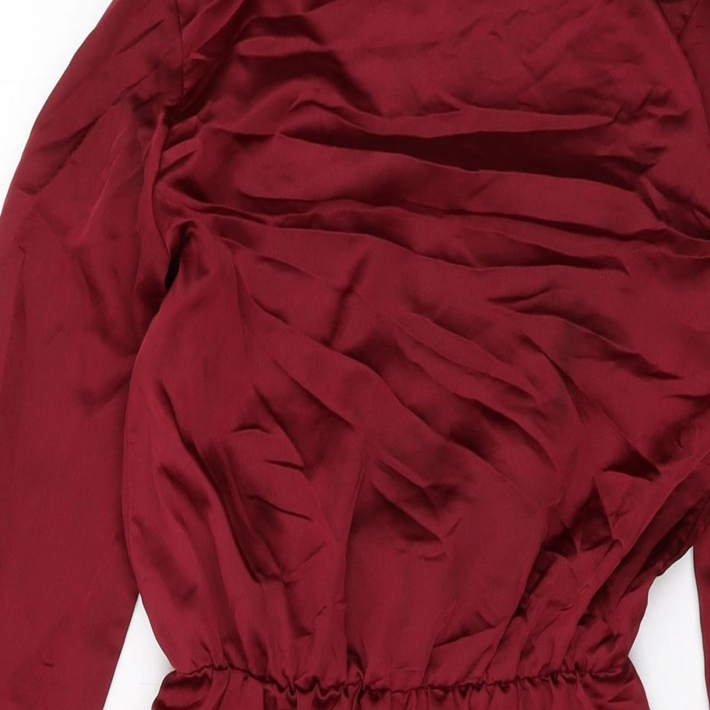 PRETTYLITTLETHING Womens Red Polyester Mini Size 6 V-Neck Zip