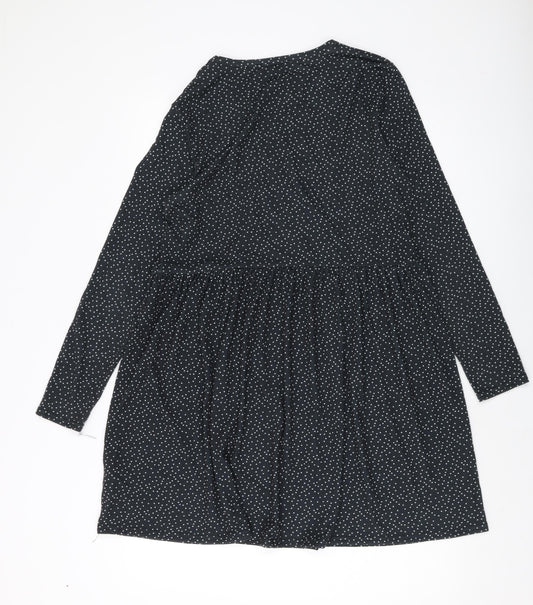 New Look Womens Grey Polka Dot Polyester A-Line Size 14 Round Neck Pullover