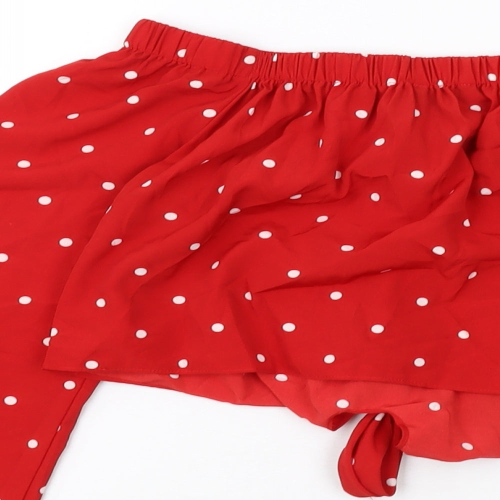 Womens UK Size 8 QED London Red Cropped Blouse