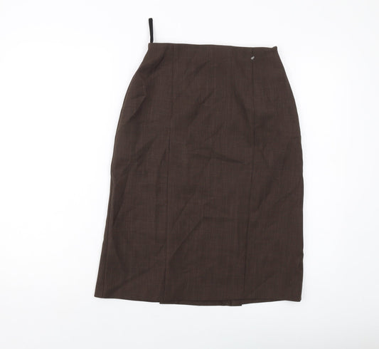 Essential Womens Brown Polyester A-Line Skirt Size 24 in Zip
