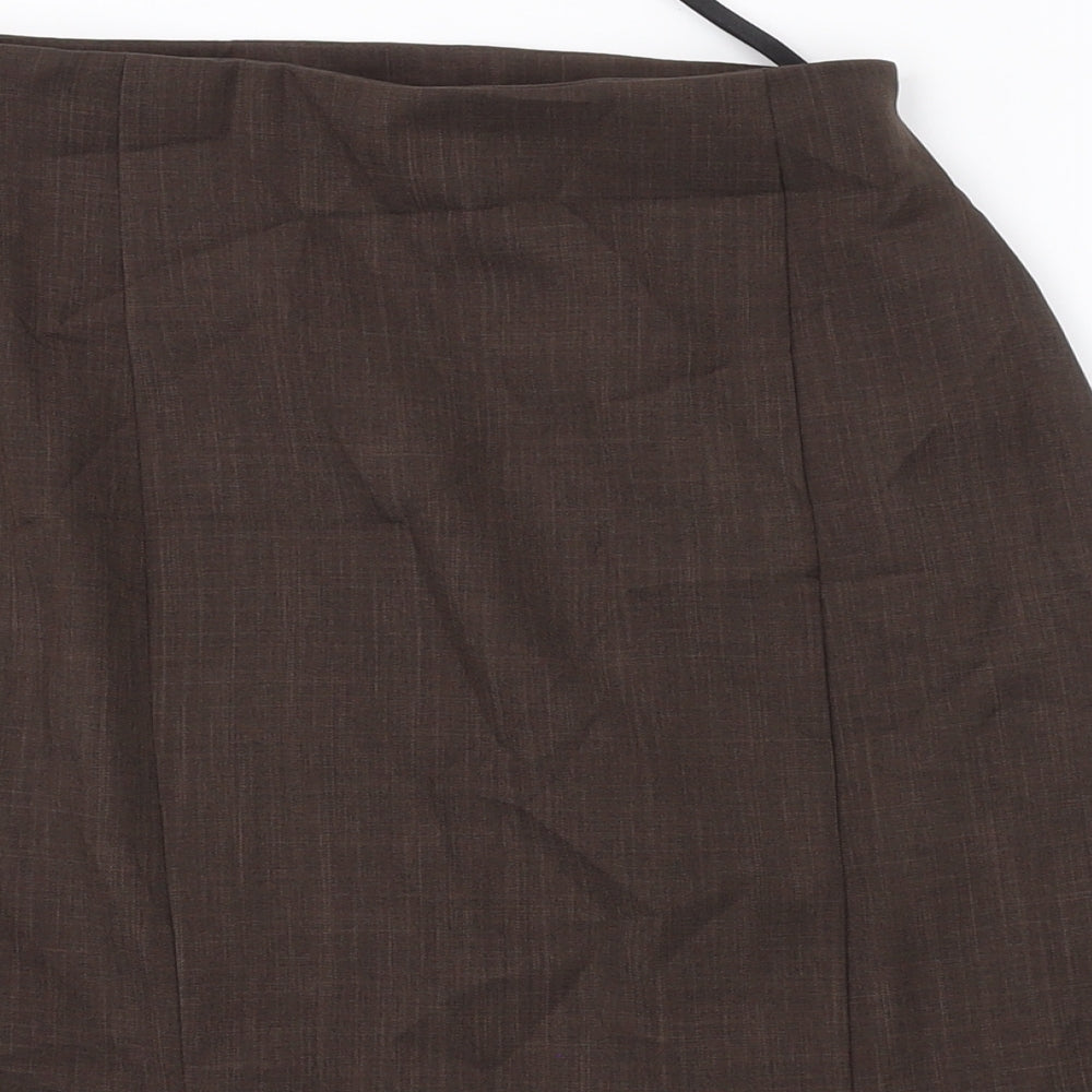 Essentials Womens Brown Polyester A-Line Skirt Size 24 in Zip