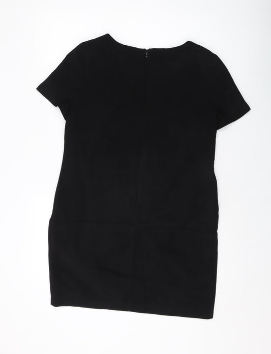 New Look Womens Black Polyester Tank Dress Size 12 Round Neck Zip