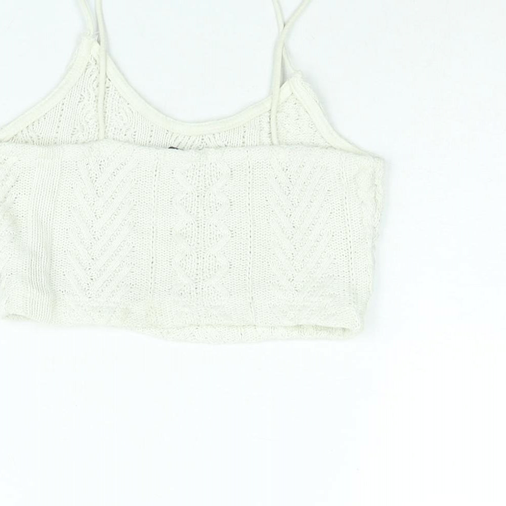 Womens UK Size S Stradivarius Ivory Vest Jumper