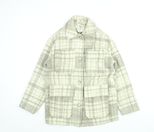 Womens UK Size XS Topshop Beige Pea Coat