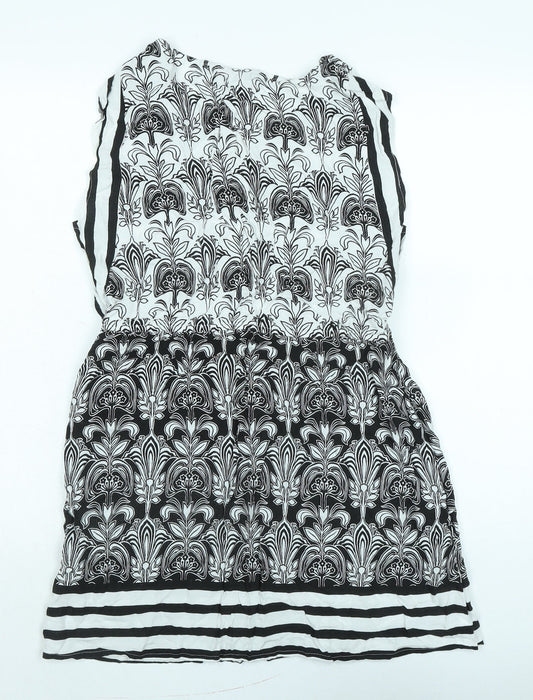 Dorothy Perkins Womens White Cotton Tank Dress Size 14 Boat Neck